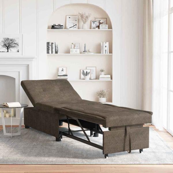 ARDEBO.de - 3-in-1 Schlafsofa Dunkelgraues Faux Wildleder