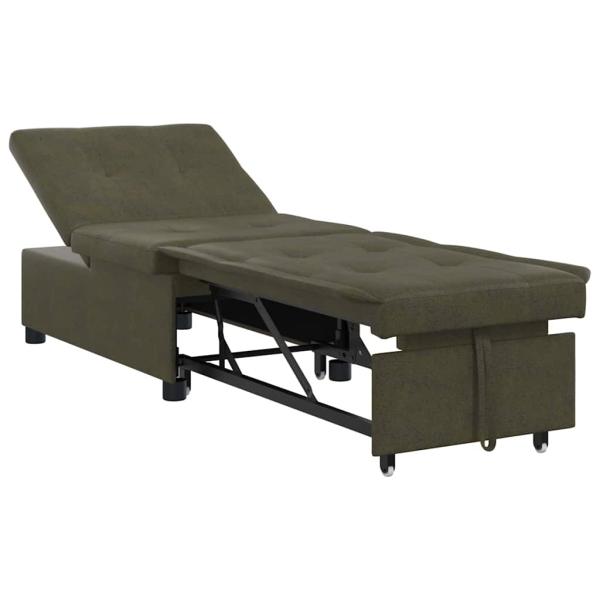 Sofa Bed 3-in-1 Ausziehbares Design Armeegrünes Faux Wildleder
