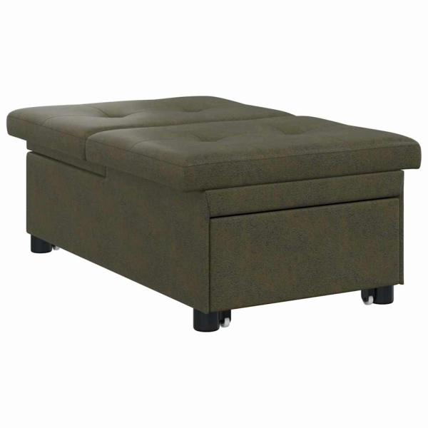 Sofa Bed 3-in-1 Ausziehbares Design Armeegrünes Faux Wildleder
