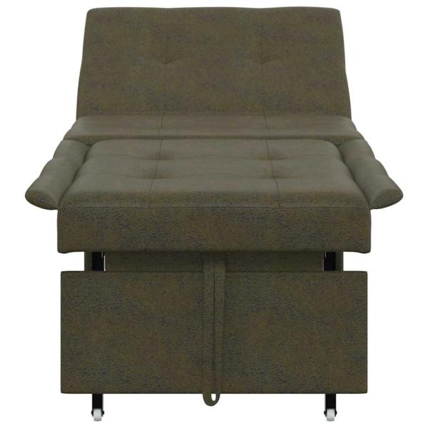 Sofa Bed 3-in-1 Ausziehbares Design Armeegrünes Faux Wildleder