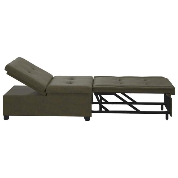 Sofa Bed 3-in-1 Ausziehbares Design Armeegrünes Faux Wildleder