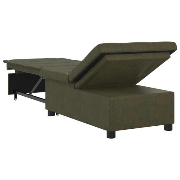 Sofa Bed 3-in-1 Ausziehbares Design Armeegrünes Faux Wildleder
