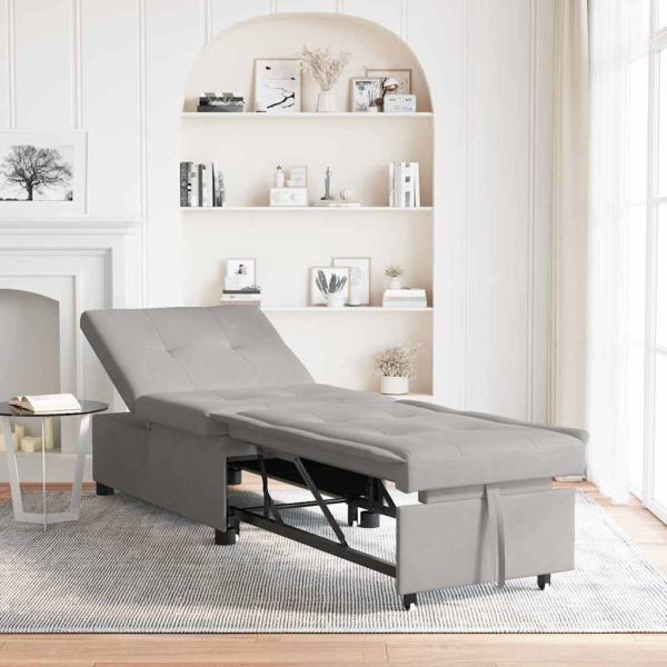 ARDEBO.de - Schlafsofa 3-in-1 Ausziehbares Design hellgrauer Stoff