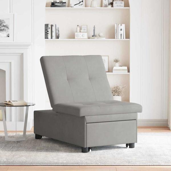 Schlafsofa 3-in-1 Ausziehbares Design hellgrauer Stoff