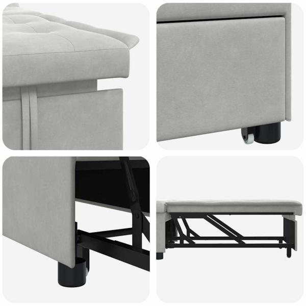 Schlafsofa 3-in-1 Ausziehbares Design hellgrauer Stoff