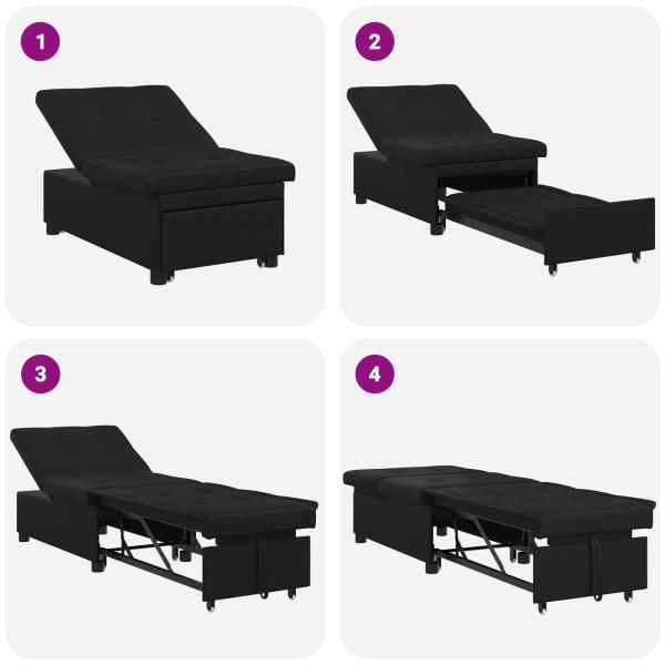 Schlafsofa 3-in-1 Auszieh-Design Schwarzer Stoff