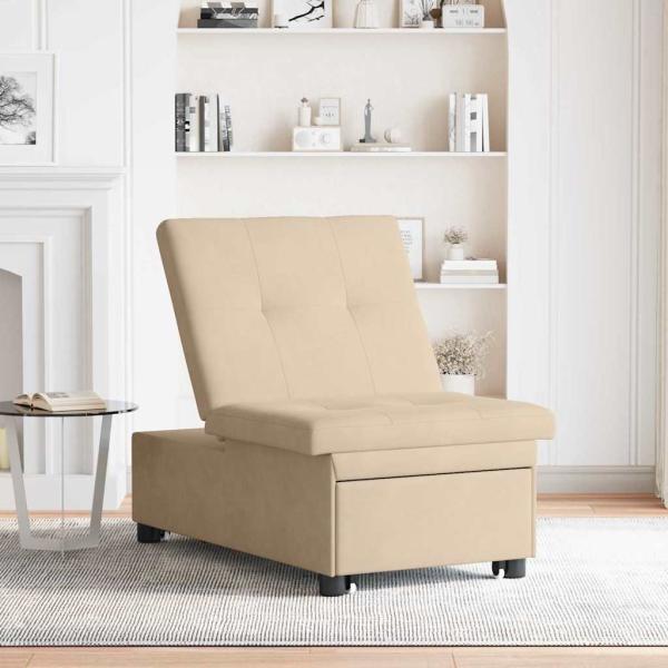 Sofa Bett 3-in-1 Auszieh-Design Creme Stoff