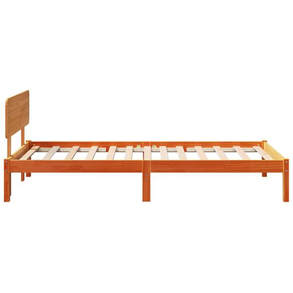 Bettgestell mit Kopfteil Wachsbrown 75x190 cm aus solidem Kiefernholz