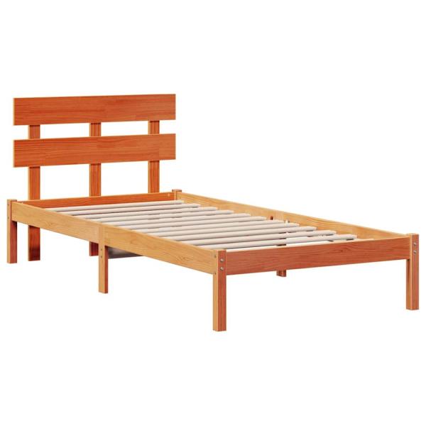Bettgestell mit Kopfteil Wachsbraun 80x200 cm Massivholz Kiefer