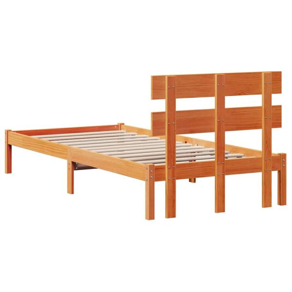 Bettgestell mit Kopfteil Wachsbraun 80x200 cm Massivholz Kiefer