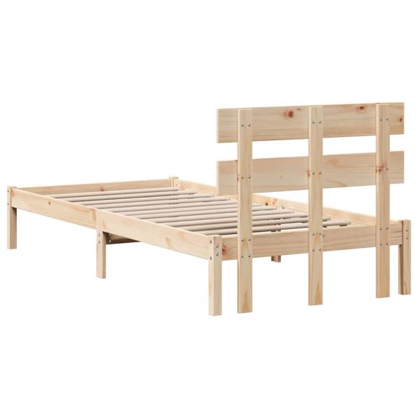 Bettgestell mit Kopfteil 75x190 cm Massivholz Kiefer