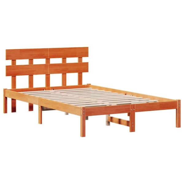Bettgestell mit Kopfteil Wachsbraun 140x190 cm Massivholz Kiefer