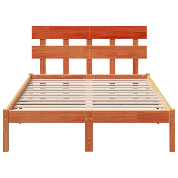 Bettgestell mit Kopfteil Wachsbraun 140x190 cm Massivholz Kiefer