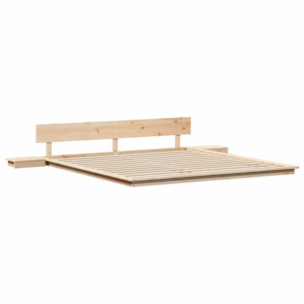 Boden Bettrahmen mit Nachttischen 200x200cm Massivholz