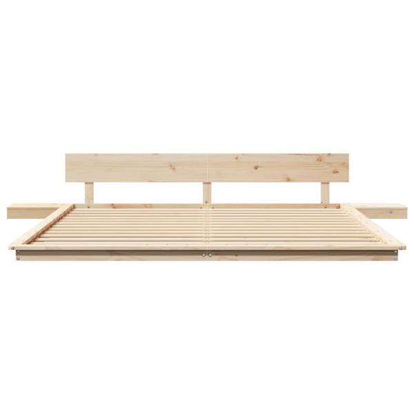 Boden Bettrahmen mit Nachttischen 200x200cm Massivholz