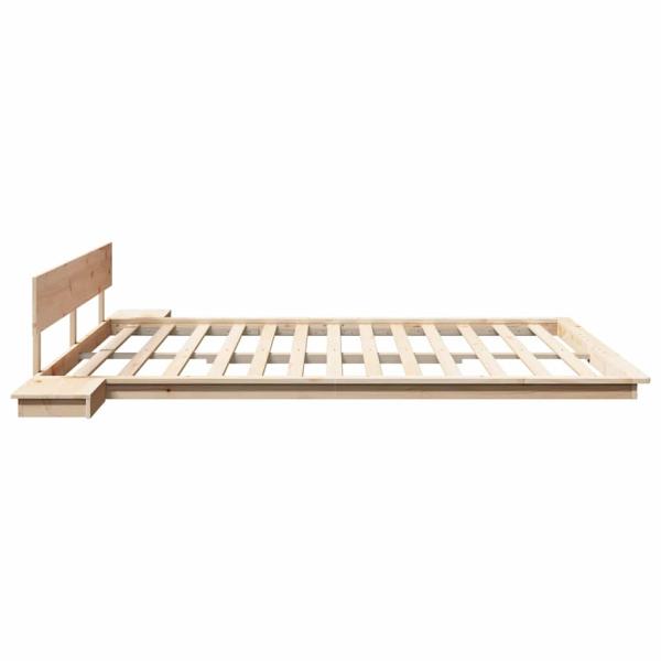 Boden Bettrahmen mit Nachttischen 200x200cm Massivholz