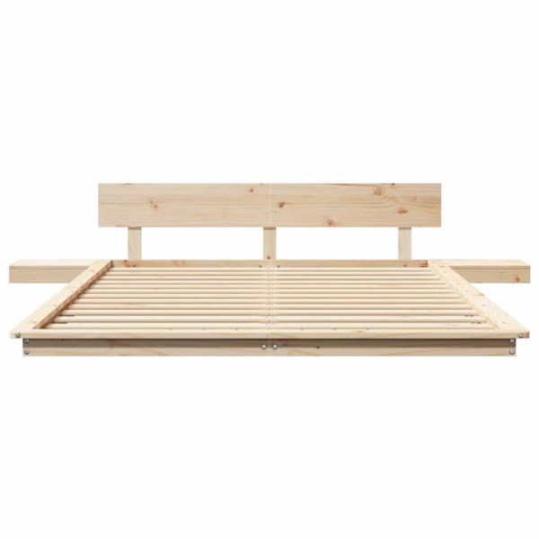 Bodenbettgestell mit Nachttischen 150x200cm Massivholz