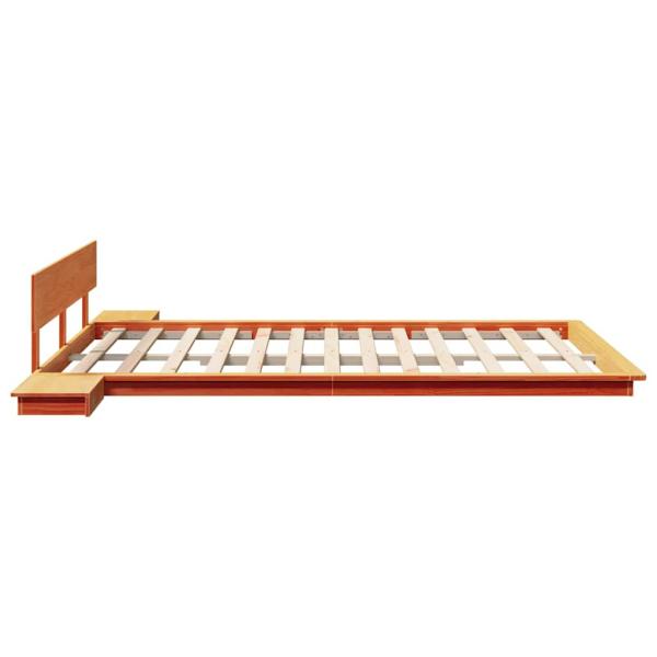 Bodenbettgestell mit Nachttischen Wachsbrown 150x200cm Massivholz