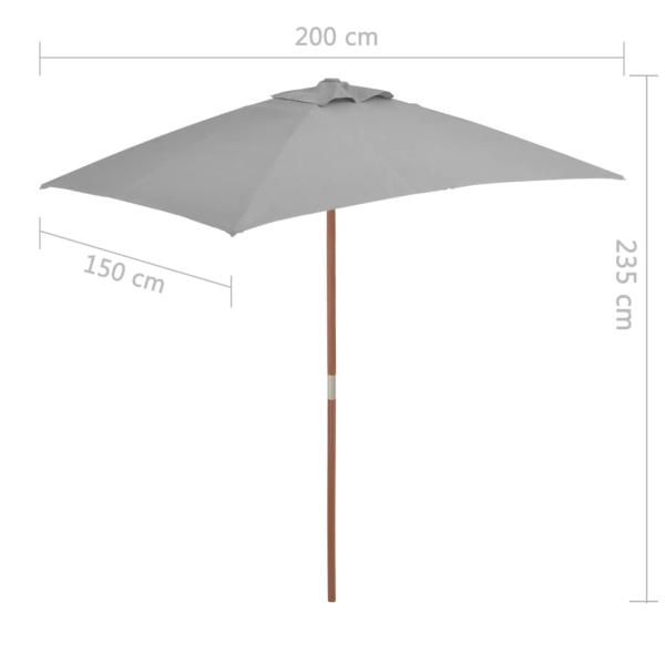 Sonnenschirm mit Holz-Mast 150x200 cm Anthrazit