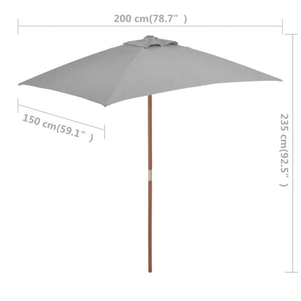 Sonnenschirm mit Holz-Mast 150x200 cm Anthrazit