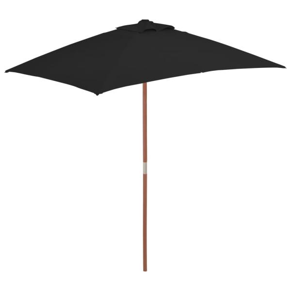Sonnenschirm mit Holzmast Schwarz 150x200 cm