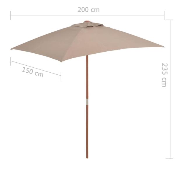 Sonnenschirm mit Holz-Mast 150x200 cm Taupe