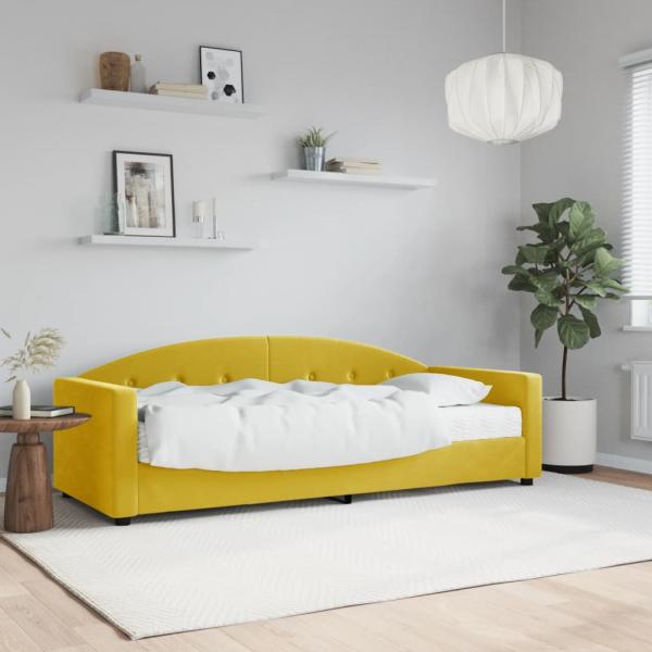 ARDEBO.de - Tagesbett mit Matratze Gelb 80x200 cm Samt