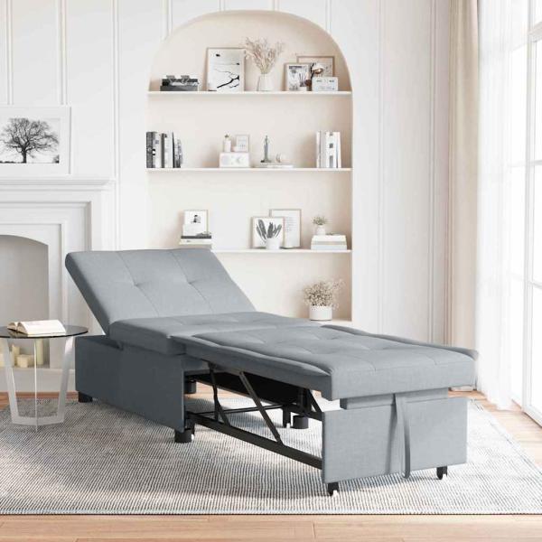 ARDEBO.de - 3-in-1 Sofa-Bett ? Ausziehbares Design aus hellem grau Stoff
