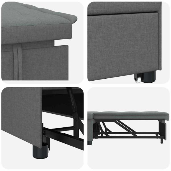 3-in-1 Schlafsofa - Ausziehbares Design, Dunkelgrauer Stoff