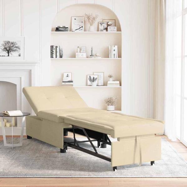ARDEBO.de - 3-in-1 Sofa-Bett im flexiblen Design aus cremefarbenem Stoff