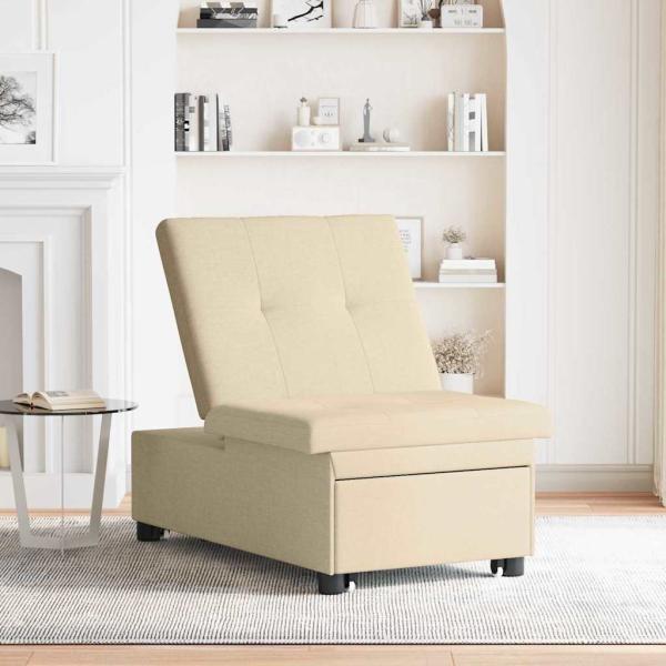 3-in-1 Sofa-Bett im flexiblen Design aus cremefarbenem Stoff