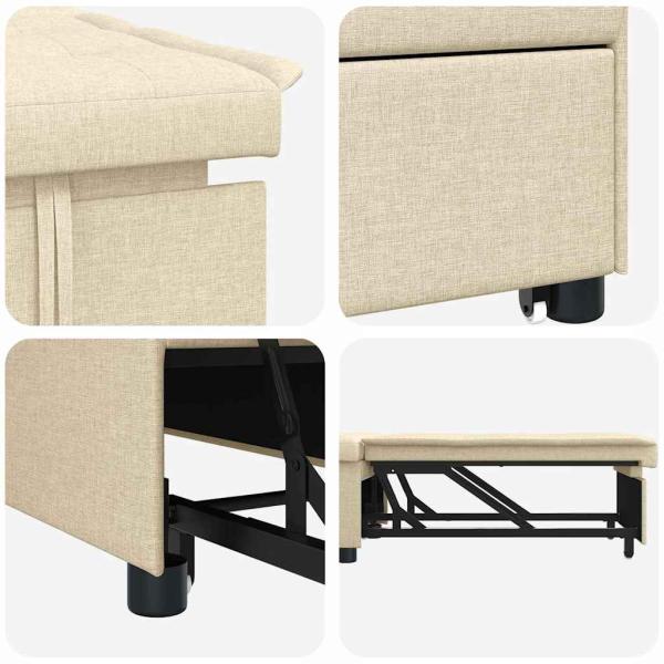 3-in-1 Sofa-Bett im flexiblen Design aus cremefarbenem Stoff