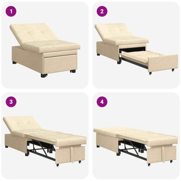 3-in-1 Sofa-Bett im flexiblen Design aus cremefarbenem Stoff