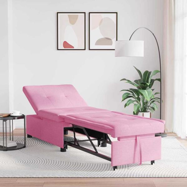 ARDEBO.de - 3-in-1 Schlafsofa in Rosa Stoff
