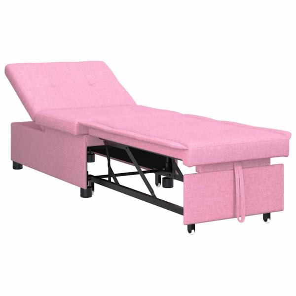 3-in-1 Schlafsofa in Rosa Stoff