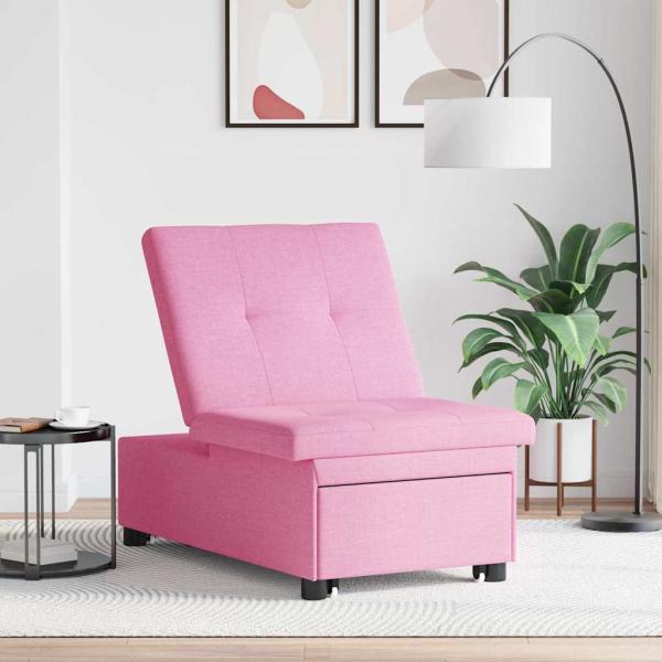 3-in-1 Schlafsofa in Rosa Stoff