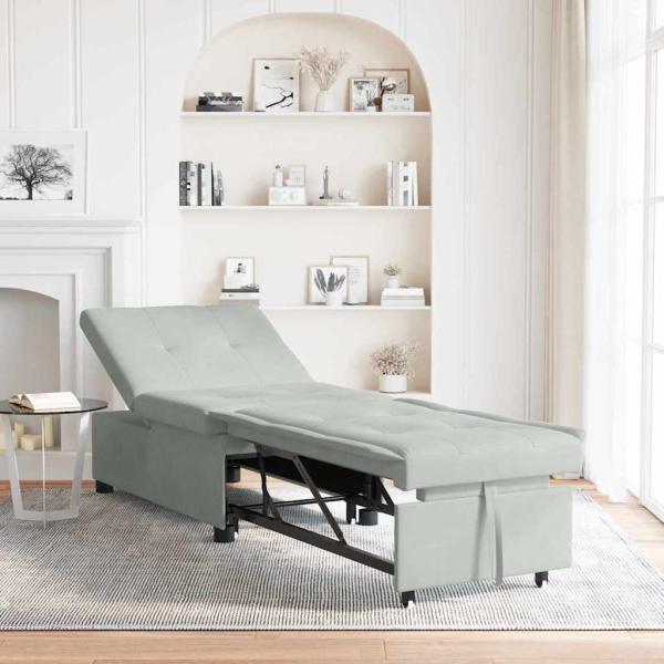 ARDEBO.de - Sofa-Bett 3-in-1 Ausziehbares Design Hellgrau Samt