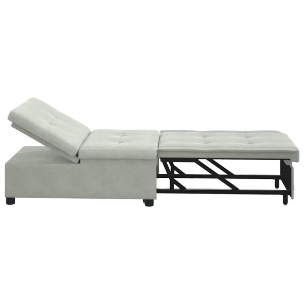 Sofa-Bett 3-in-1 Ausziehbares Design Hellgrau Samt