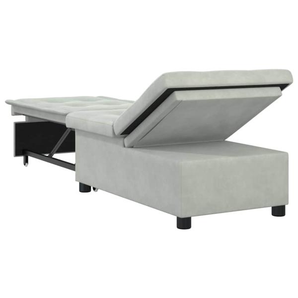 Sofa-Bett 3-in-1 Ausziehbares Design Hellgrau Samt