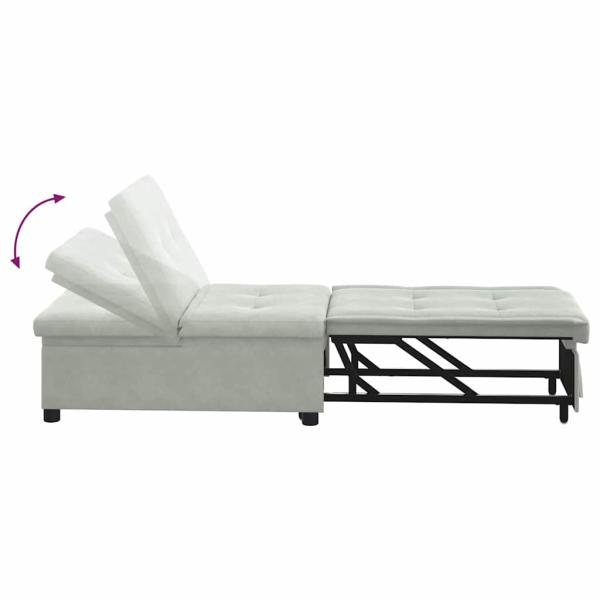 Sofa-Bett 3-in-1 Ausziehbares Design Hellgrau Samt