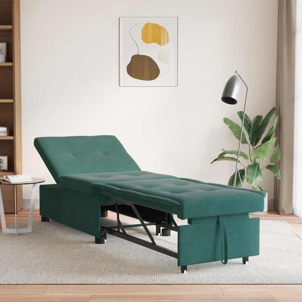 ARDEBO.de - Schlafsofa 3-in-1 Auszieh-Design Dunkelgrüner Samt