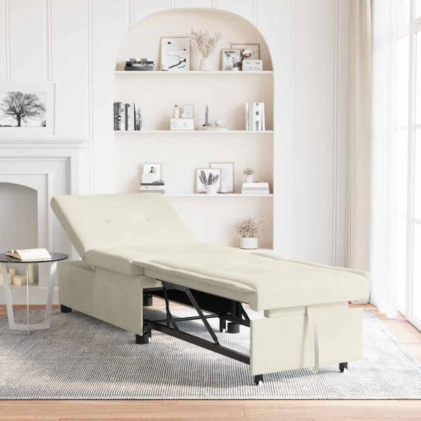 ARDEBO.de - Schlafsofa 3-in-1 Ausziehbar Creme Samt