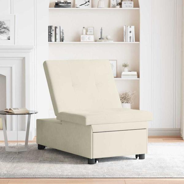 Schlafsofa 3-in-1 Ausziehbar Creme Samt