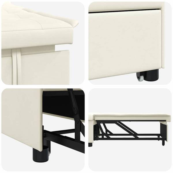 Schlafsofa 3-in-1 Ausziehbar Creme Samt