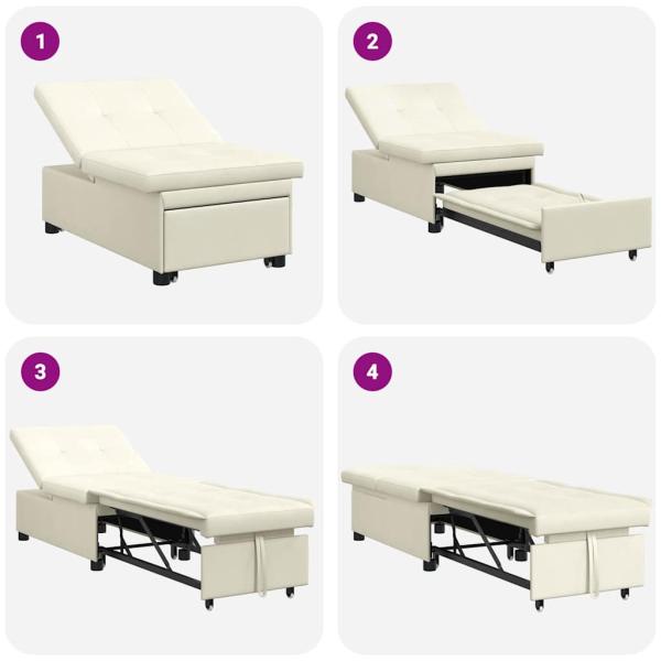Schlafsofa 3-in-1 Ausziehbar Creme Samt