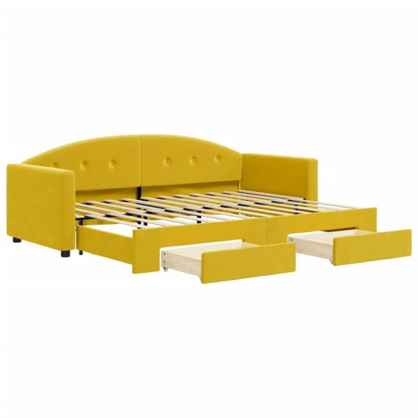 Tagesbett Ausziehbar mit Schubladen Gelb 80x200 cm Samt