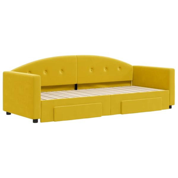 Tagesbett Ausziehbar mit Schubladen Gelb 80x200 cm Samt