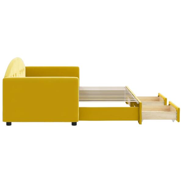 Tagesbett Ausziehbar mit Schubladen Gelb 80x200 cm Samt
