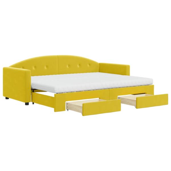 Tagesbett Ausziehbar mit Schubladen Gelb 80x200 cm Samt