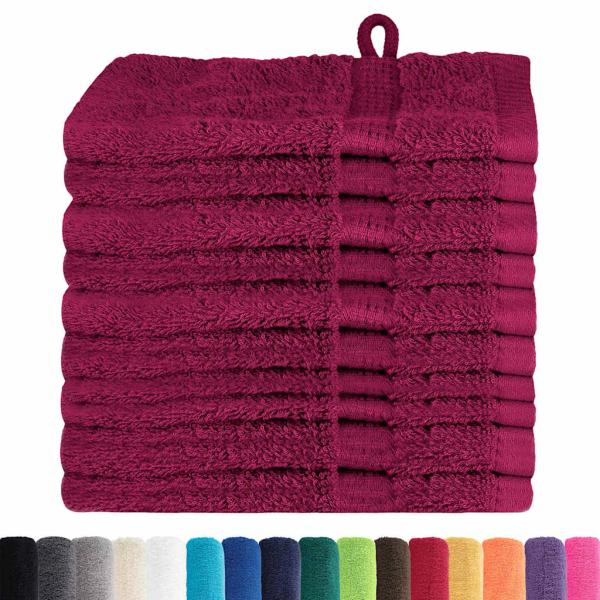 Waschhandschuhe 10 pcs Bordeaux 15 x 21 cm Baumwolle